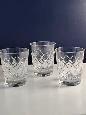 Buy 3 X Vintage Small 3 1/8  High Old Fashioned Cut Lead Crystal Tumblers - VGC • 15£