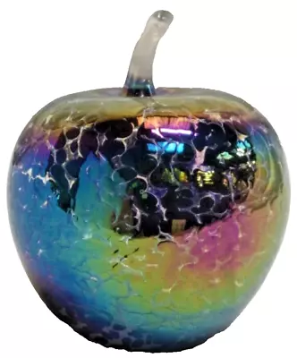 Buy Glass Apple Paperweight Iridescent Finish Heron Style Glass Collectable • 20£