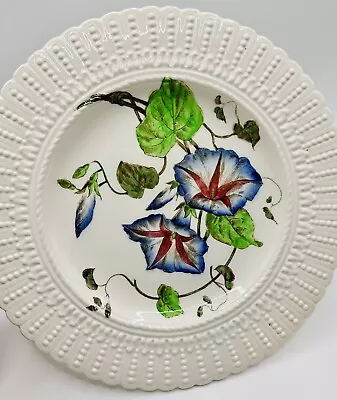 Buy Cauldon England Hand Painted Embossed Morning Glory Flower Plate 9.5” • 25.88£