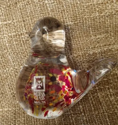 Buy MDNA GLASS MALTA SMALL GLASS COLOURFUL BIRD PAPERWEIGHT Ornament Signed • 4.59£
