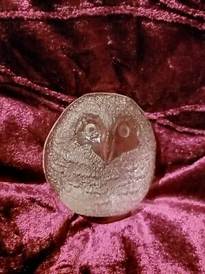 Buy Glass Crystal Owl Mats Jonasson Sweden Paperweight Perfect With Label Signed • 20£