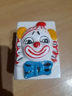 Buy Small Rectangular Vintage Ceramic Clown Face Box With Lid • 1.99£