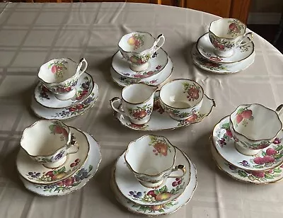 Buy 6 Vintage Queen Anne  Bone China England Trio Tea  Cups Saucer Plates,  Fruit ++ • 61.75£