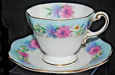 Buy Elegant Vtg Foley Eb Bone China England Cornflower 2665 Gold Tea Cup Saucer Set • 28.43£