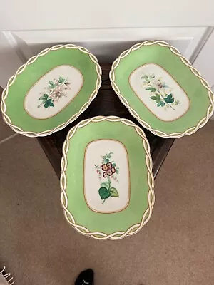 Buy Trio Of Minton Bone China Oval Argyle Tazza/Serving Dishes - Pattern 8805 C.1854 • 195£