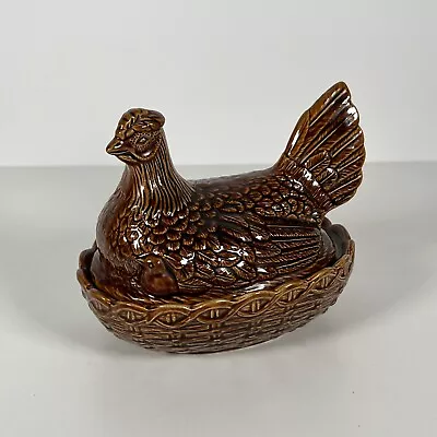 Buy Portmeirion Pottery Chicken Hen On Nest Egg Holder (Size 3) Brown Glaze • 19.99£