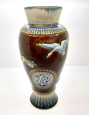 Buy Antique 1800's Doulton Lambeth Abstract Bird Vase • 99.99£