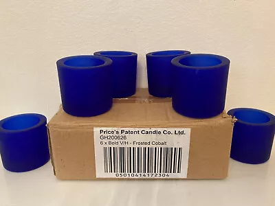 Buy Original Box Of 6 Prices’s Cobalt Blue Glass Tea Light Candle Holders • 9£