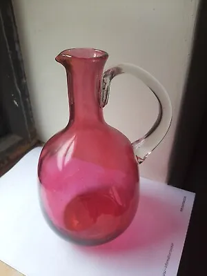 Buy Mcm Or Poss Victorian Cranberry Glass Jug - V Chic Handle. Mark On The Base. • 17.99£