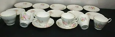 Buy Fine Quality Vintage 18 Piece English Bone China Tea Set With Pink Flowers • 35£