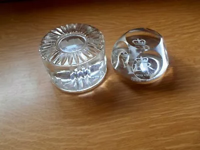 Buy Two Clear Cut Glass Paperweights - 1977 Jubilee And Other • 5.99£