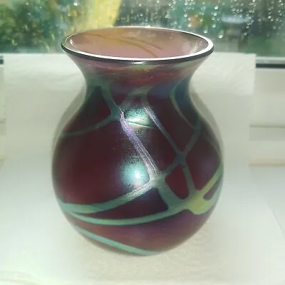 Buy Beautiful Iridescent Glass Vase, Stunning Lustre With Original Sticker • 12£