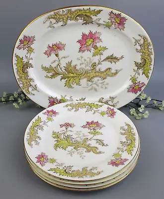 Buy Cauldon Ware Dinner Plates W/Serving Platter. Vintage. Antique Set Of 4. 10.5  • 59.99£