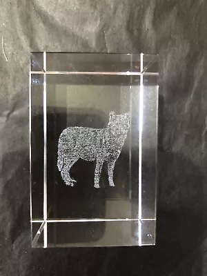 Buy Wolf Paper Weight Laser Etched Glass Cube Paper • 5£