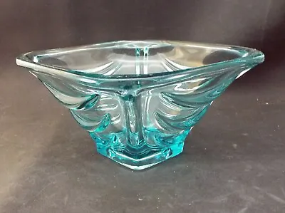 Buy Vintage Czech Sklo Hermanova Hut Aqua Blue Glass Bowl - Vaclav Hanus • 34.99£
