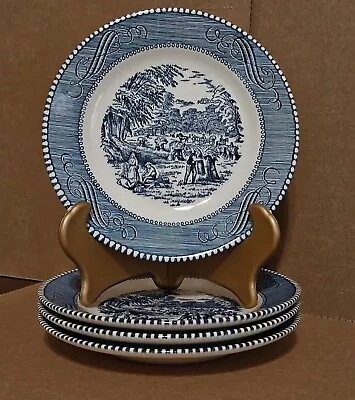 Buy Royal China Currier & Ives Blue/White Bread Plates Lot Of 4 Excellent! • 12.81£