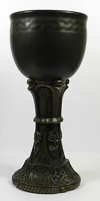 Buy Large Celtic Style Dark Goblet Featuring Detailed Base W/ Faces Cornwall Design • 38.99£