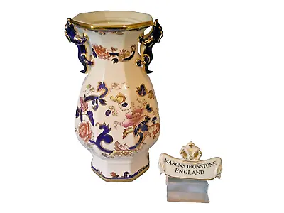 Buy Masons Blue Mandalay Ironstone Large Twin-Handled Pot Pourri Vase Missing Lid • 55£