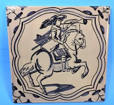 Buy AZUPAL (POMBAL) HAND PAINTED CERAMIC TILE (RIDER & HORSE) Mint • 18.94£