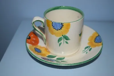 Buy A Rare Grays Pottery Coffee Can & Saucer Hand Painted Floral Pattern C1930, • 35£