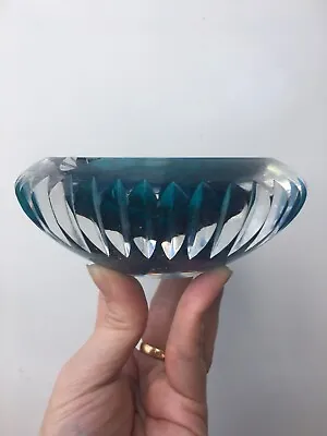 Buy Vintage Sommerso Cut Glass Ashtray Teal / Clear - 1 Small Chip, A Few Fleabites • 10£