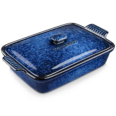 Buy Vancasso STARRY Casserole Pans Stoneware Casserole Dish With Lid Rectangle Blue • 18.99£