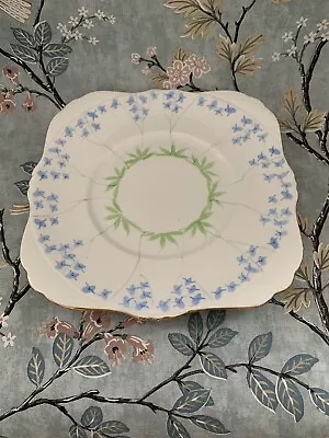 Buy Vintage Grafton China Square Cake Plate Hand Painted Green Blue Floral 1930s • 14.99£