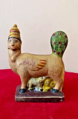 Buy Lord Krishna's Cow Old Pottery Terracotta Clay Idol Statue Old Vintage F97 • 97.74£