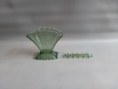 Buy Davidson Green Glass Fan Vase With Flower Frog. See Description  • 38£