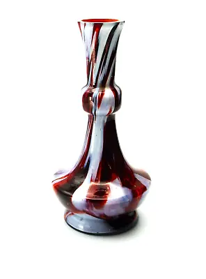 Buy Franz Welz Art Deco Red Lined Oxblood & White Spatter Glass Bud Vase • 14.95£