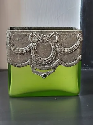 Buy French, Art Nouveau, Green Glass With Pewter Work • 69£