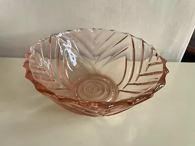 Buy Art Deco Thick Pink Bullseye Glass Bowl Val St Lambert Belgium • 18.50£