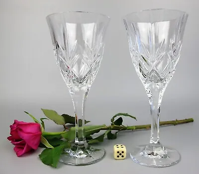 Buy Cut Crystal Wine Glasses X 2. Footed. Quality. Vintage Glass. 200ml 7.25  • 14.99£