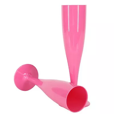 Buy 10 X Pink Plastic Champagne  Flutes 175ml Prosecco Glasses Biodegradable Pack • 11.95£