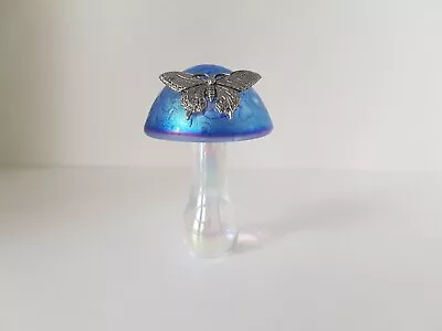 Buy Heron Glass Colbolt Blue Mushroom With A Pewter Butterfly • 22£
