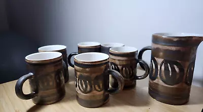 Buy Cinque Ports Pottery Monastery Rye  6 Coffee Cups  And A Jug • 10£