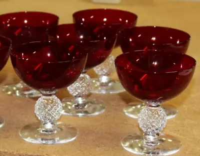 Buy 6 Morgantown Ruby Red Glass Golf Ball Low Sherbert Champagne Glasses  MINT • 57.64£