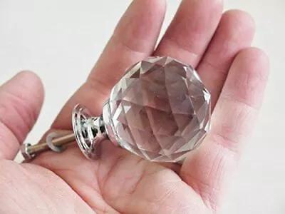 Buy Round Glass Cabinet Knob Pull Crystal Effect 6cm X 4cm • 3.50£