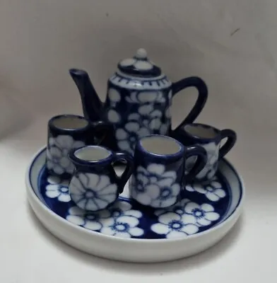 Buy Vintage Chinese Prunus Tea Set / Coffe Set Miniature Rare - 6 Piece Set - Tray  • 35£