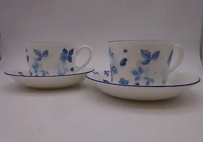 Buy Wedgewood 2 X Cup Saucer Strawberry Blue White Bone China Ex Con #14 • 18£
