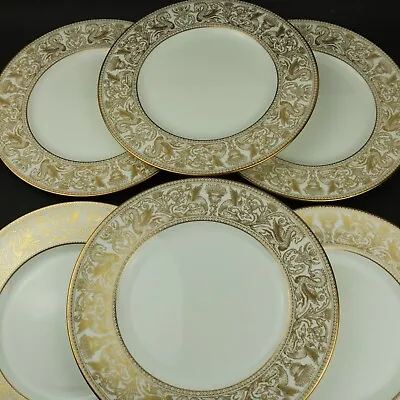 Buy Wedgwood Florentine GOLD 6x Large Dinner Plate Set 27cm 10¾  W4219 EUC • 120£