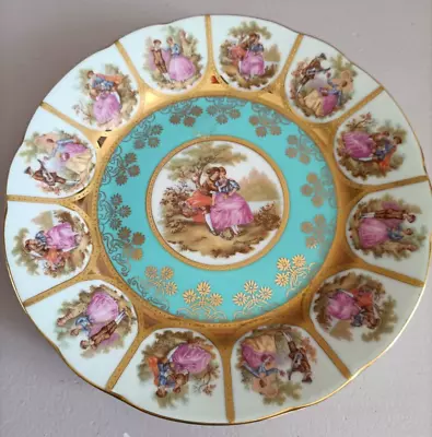 Buy Vintage Adler Bavarian Love Story Gilded JWK Karlsbad LightBlue Decorative Plate • 35£