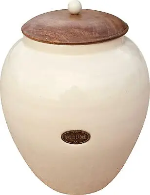 Buy Bread Crock Pot, Ceramic Bread Bin With Wooden Lid, Large Pottery Bread Bin • 66.99£