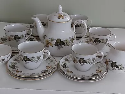 Buy Royal Doulton Larchmont Teaset - Teapot, 6 X Trios, Milk Jug & Sugar Bowl - VGC! • 29.50£