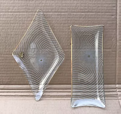 Buy Vintage Chance Glass Swirl Design Side Plates / Pen Tray Diamond • 9.99£