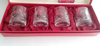 Buy 4 Hand Cut Crystal Glass Tumblers Ideal For After Dinner Brandy Vintage In Case • 15.99£