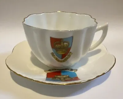 Buy The Foley China Pre Shelley 1890-1910 Exmouth Crest Teacup & Saucer Bone China • 16.50£
