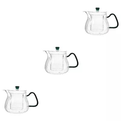 Buy  Set Of 3 Tea Pots For Party Glass Teapot With Infuser Melon Household • 37.75£