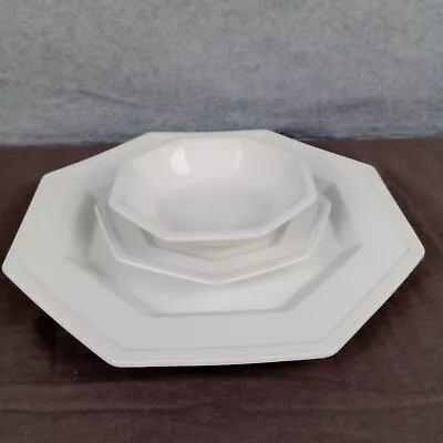 Buy Johnson Brothers Ironstone Heritage White 3 Piece Dinnerware Plates Bowl England • 24.61£