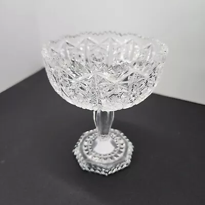 Buy Vintage American Brilliant Cut Glass Crystal Pedestal Bowl 5.5'' Tableware • 42.52£